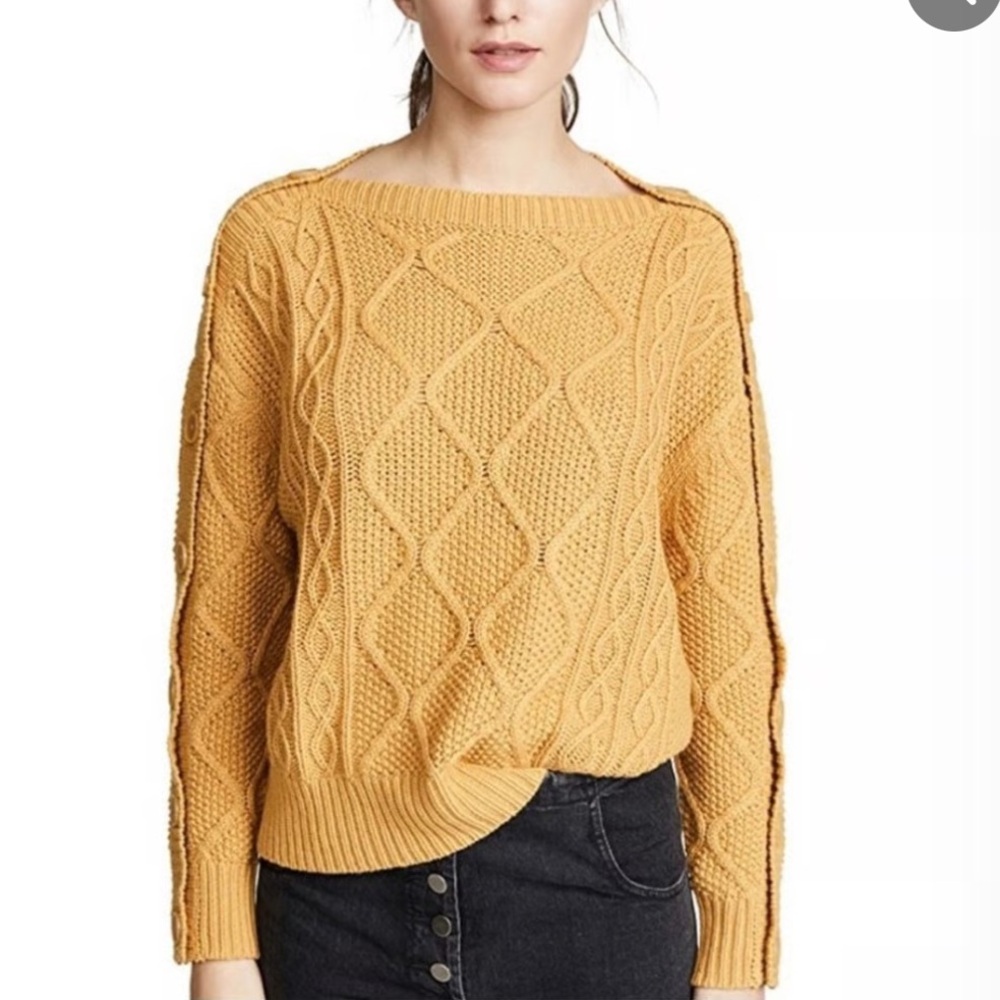 Nili Lotan Dakota Sweater Cashmere Silk Cable Knit Button Sleeve Fisherman Small